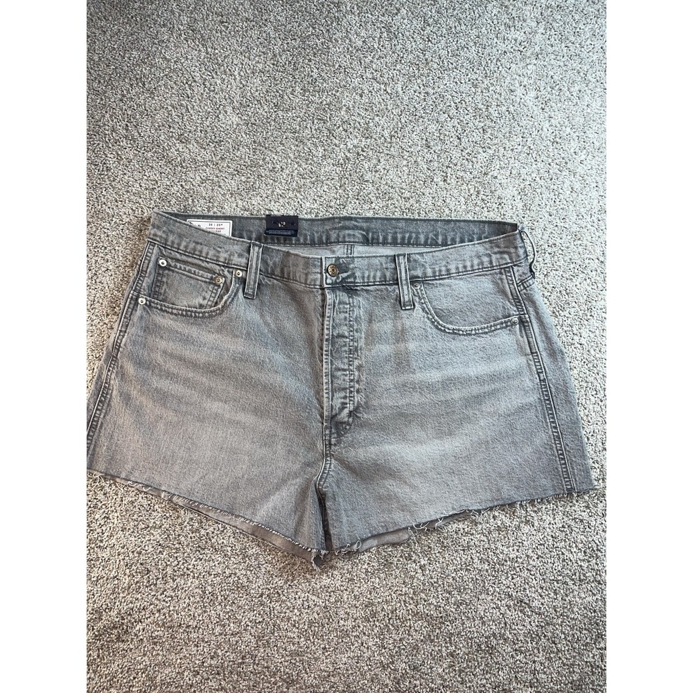 Gap High Rise Cheeky Jean Shorts Gray Button Fly Raw Cut Off Sz 35 NWT